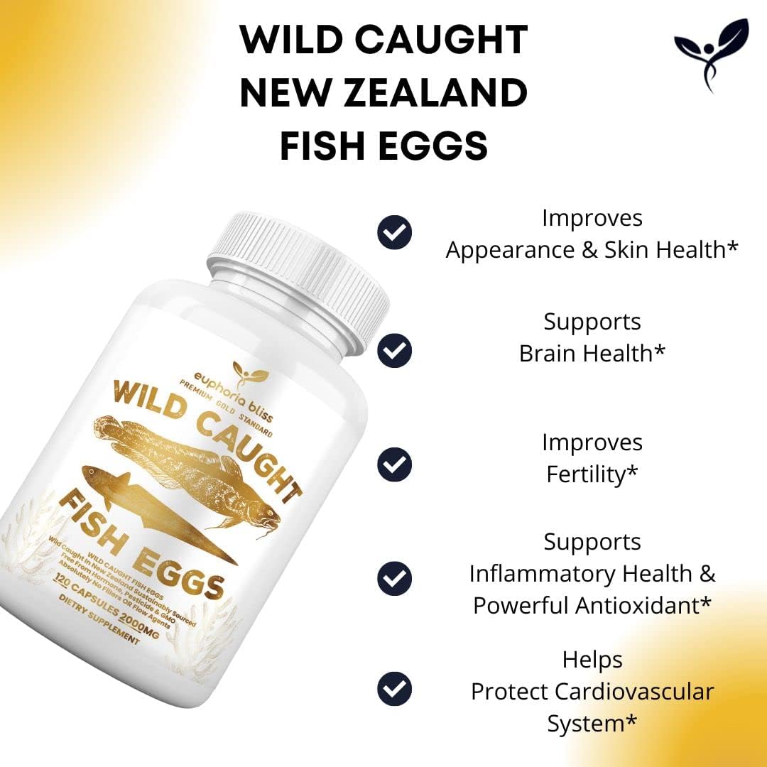 Wild Caught Freeze Dried Fish Eggs - Omega 3 Supplement 120 Capsules