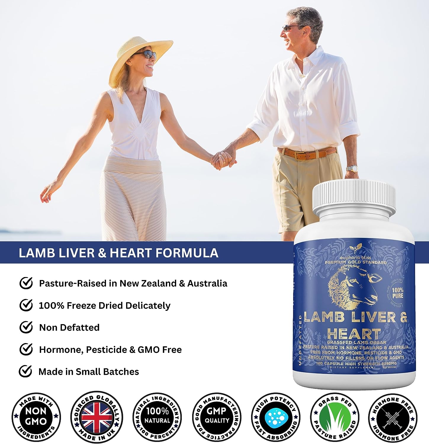 Grass-Fed Desiccated Lamb Liver & Heart Capsules 2250mg