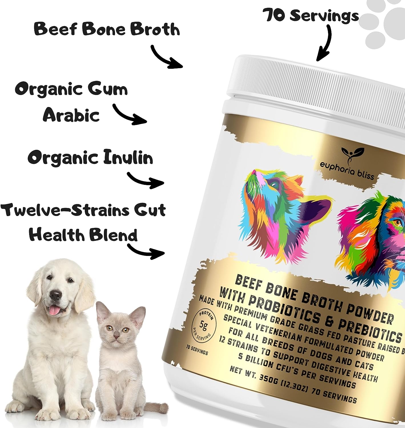 Beef Bone Broth Probiotic & Prebiotic For Dogs & Cats