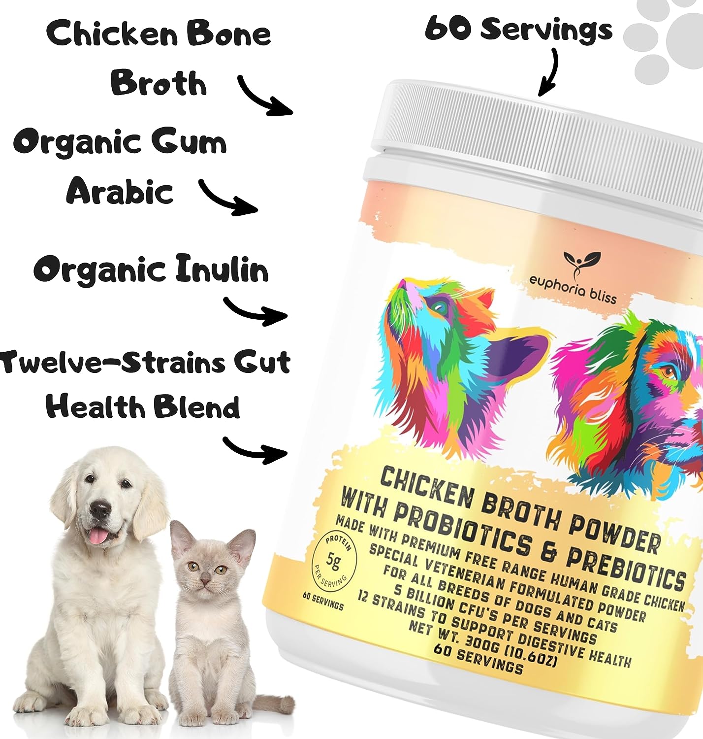 Chicken Bone Broth Probiotic & Prebiotic, For Dogs & Cats