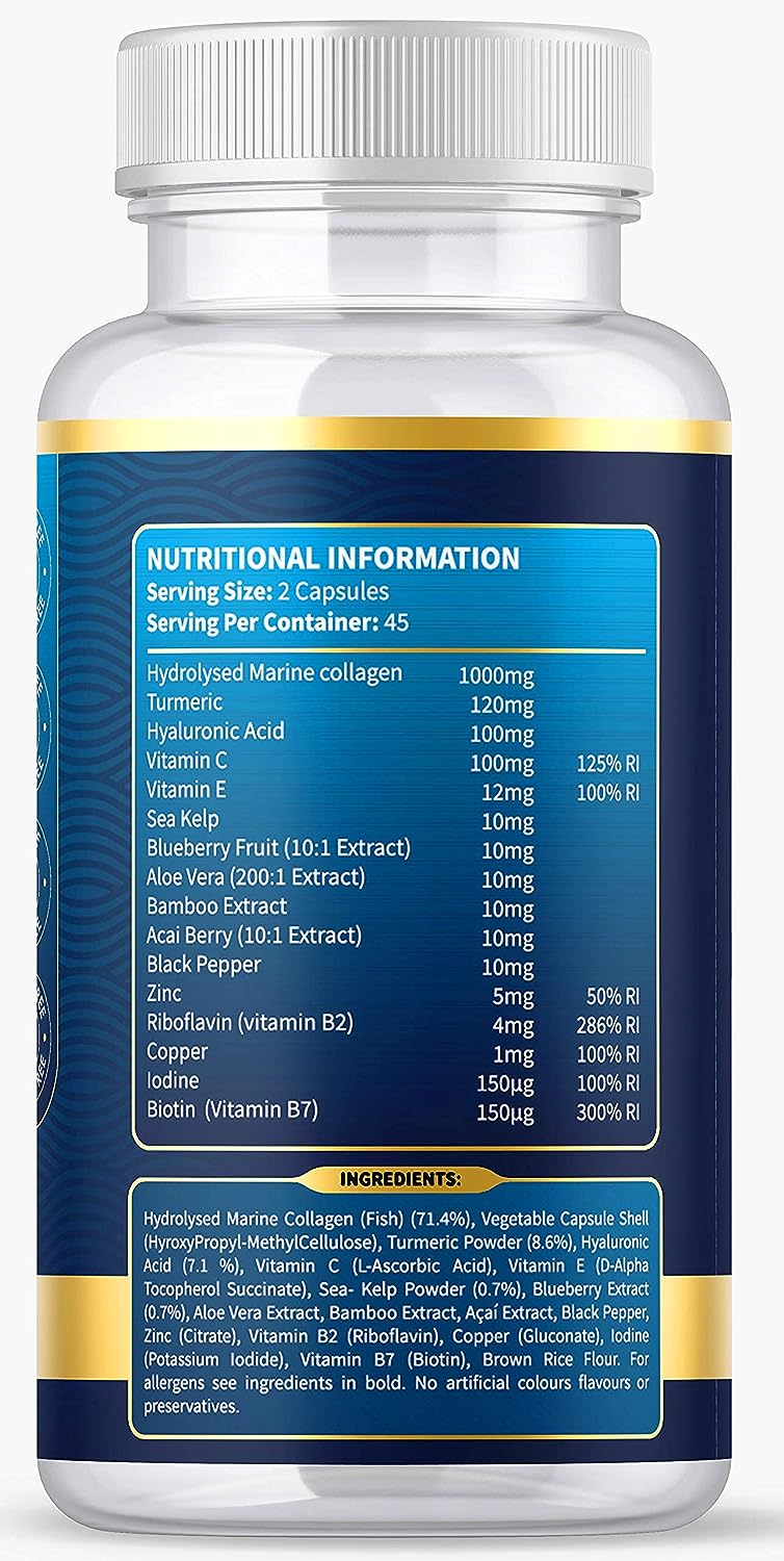 High Strength Marine Collagen 1400MG Capsules with Turmeric & Kelp