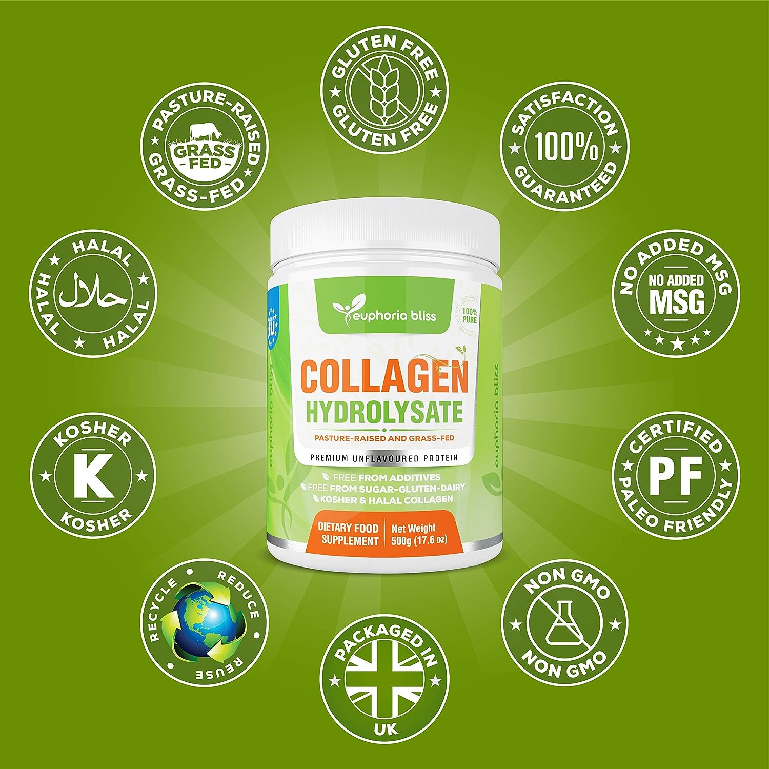 Premium Grass-Fed Collagen Powder 500g Unflavoured