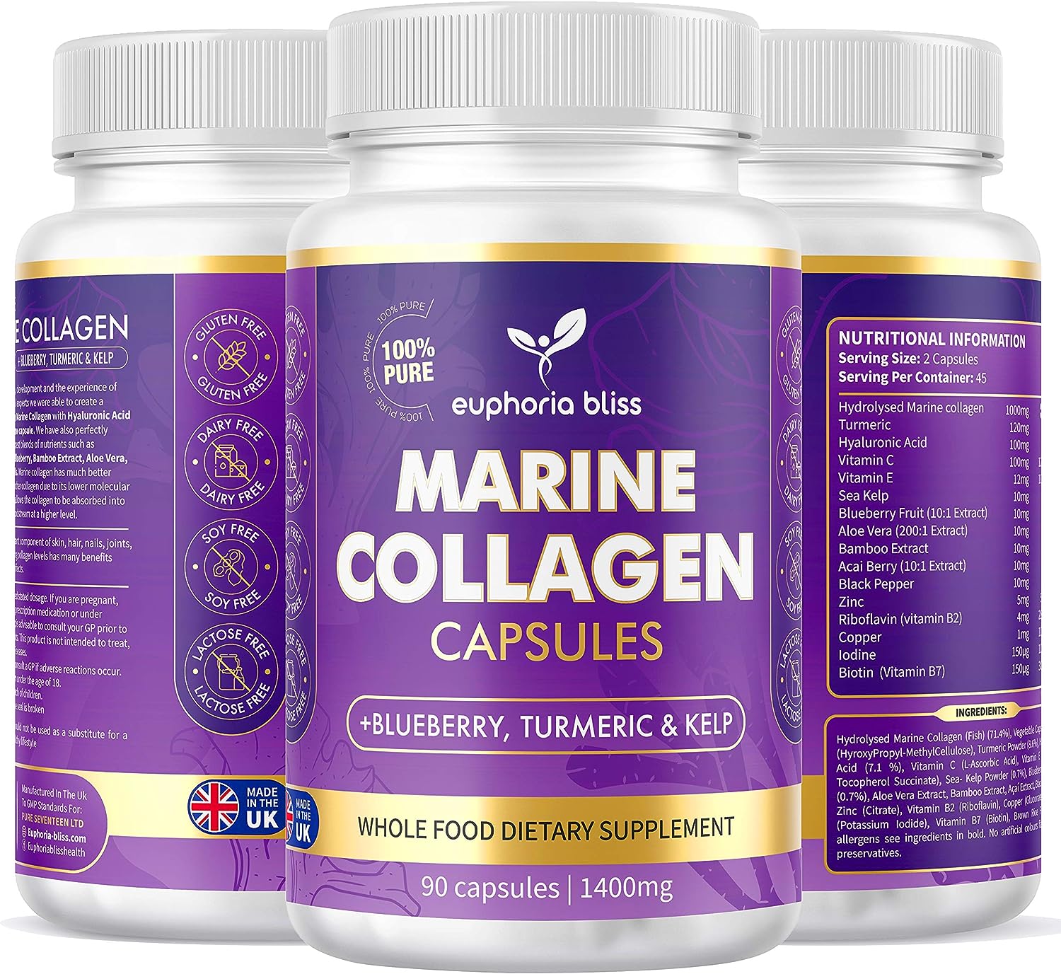 High Strength Marine Collagen Capsules for Skin, Hair, Nails & Joints