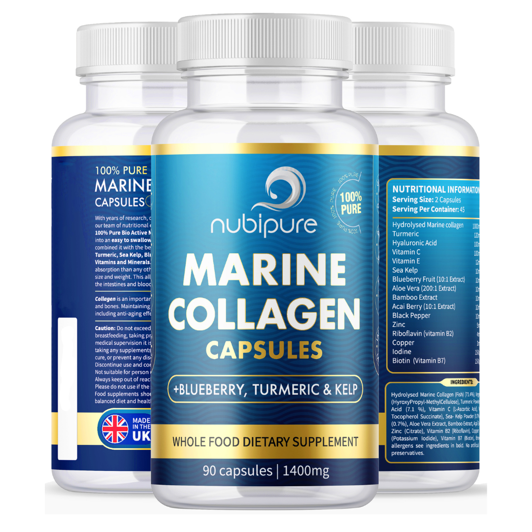 High Strength Marine Collagen 1400MG Capsules with Turmeric & Kelp